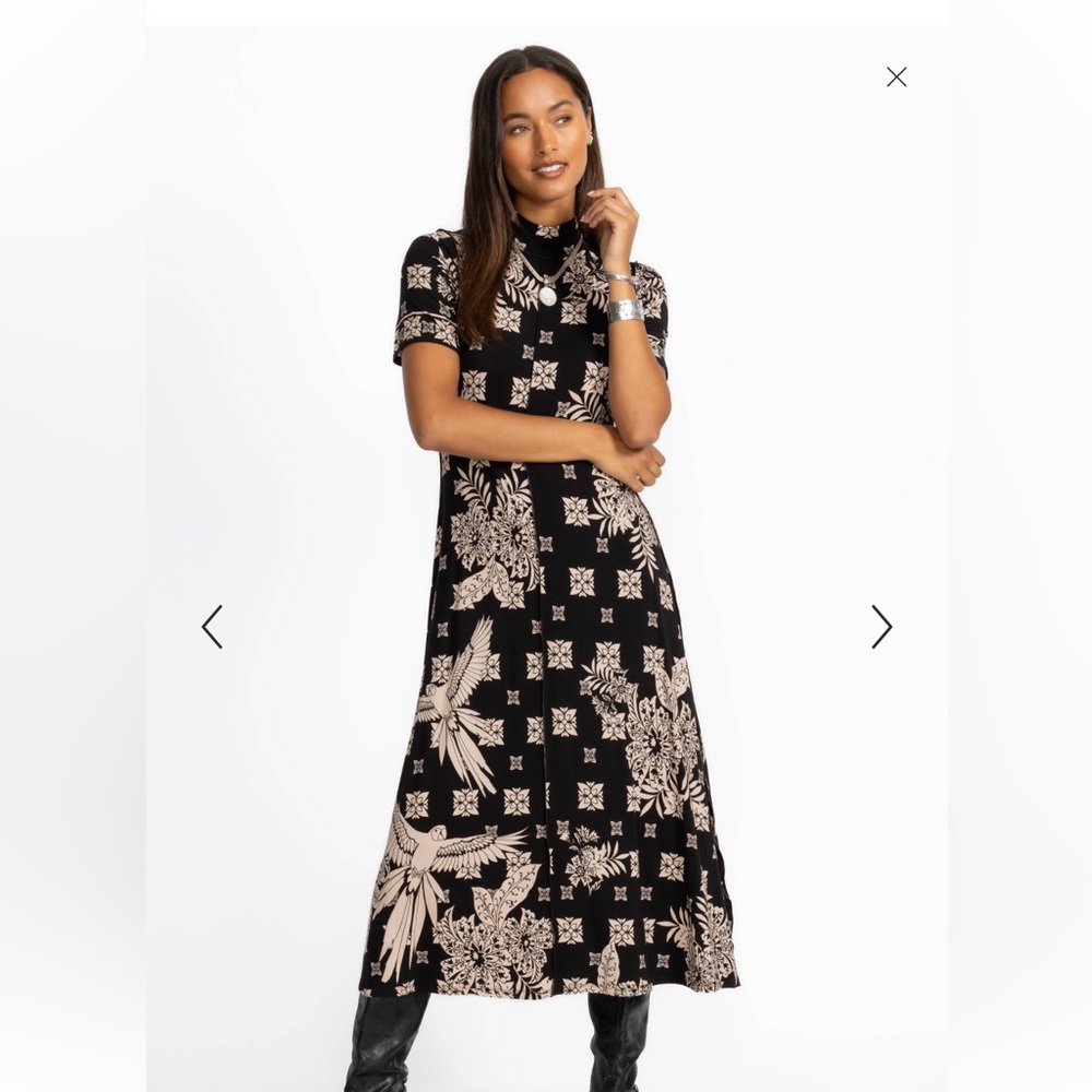 Johnny Was The Janey shirt sleeve mock neck dress